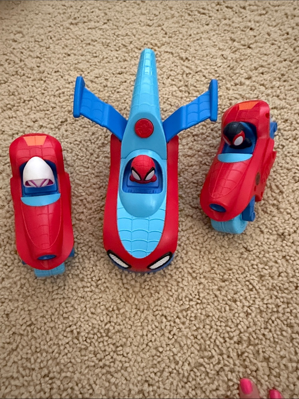 Marvel Spider-Man Red and Blue Vehicle Trio